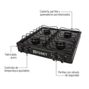 Parilla de gas, 4 quemadores, color negro